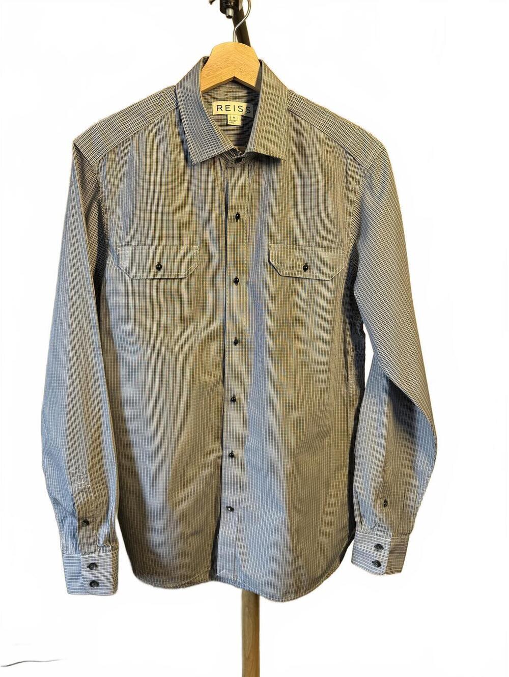 Reiss Men's Long Sleeve Checkered Dress Shirt